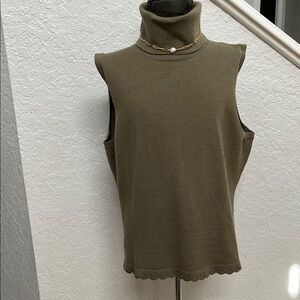 Per Se Carlisle MossGreen Ribbed Sleeveless Tank Top